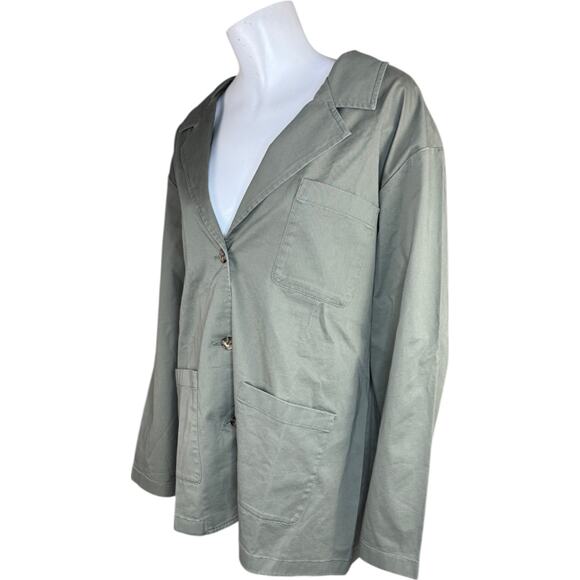 Joan Rivers Signature Twill Chore Jacket with Buttons Dusty Olive 1X NWOT - Picture 2 of 13